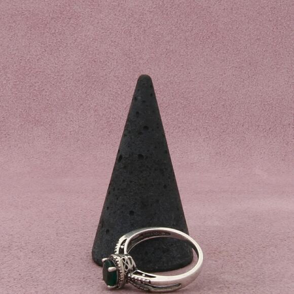 sterling silver oval-cut chrome diopside ring size 7 - Picture 3 of 3